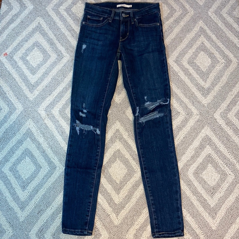 Levis 711 Ripped Skinny Jeans Size 00